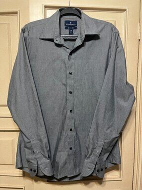Men's Buttoned Down Slim‑Fit Shirt – Grey (Men’s) Size 16/ 35/ 41/ 89